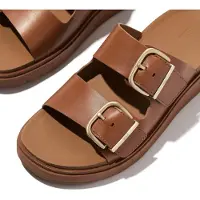 Original Brands FitFlop Gen-FF Buckle Two-Bar Leather Slides BRAUN 40