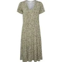 Kaffe Midikleid "Damen Kleid KAmolly", Damen, Gr. S, N-Gr, grün (grape leaf, tapioca flower), Obermaterial: 95% Viskose LENZING ECOVERO CV LenzEcov. 5% Elasthan EL., Kleider Midikleid