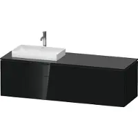 Duravit L-Cube Konsolenwaschtischunterbau wandhängend, inklusive Konsolenplatte, 4 Auszüge, Becken links, 1620x482x550mm, LC4871L40400000, Farbe: Schwarz Hochglanz Lack