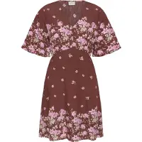 Kaffe Midikleid "Damen Kleid KArosine", Damen, Gr. 34, N-Gr, braun (henna border flower), Obermaterial: 88% Viskose CV. 12% Polyamid PA., Kleider Midikleid