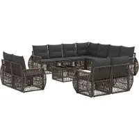 vidaXL Gartensofa-set 12 pcs Grau und Dunkelgrau Poly-Rattan