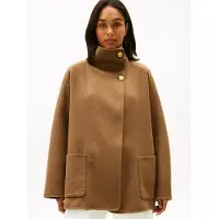Tommy Hilfiger Kurzmantel "DF WOOL GB FUNNEL NK COAT" mit Wolle