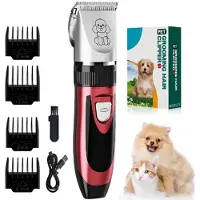 INF Pet Elektrische Haarschneidemaschine Set Keramikklinge Rot für Hunde & Katzen