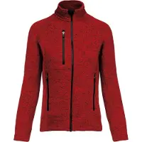 Kariban Damen Fleecejacke Outdoor Zipper Micro Fleece Full Zip, Größe:3XL, Farbe:Rote Melange