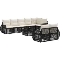 vidaXL Gartensofa-set 9 pcs Schwarz und Cremeweiß Poly-Rattan