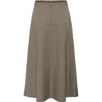 Kaffe Midirock "Damen Rock KAelyah", Damen, Gr. 46, beige (beige, schwarz petit houndstoot), Obermaterial: 69% Polyester PES. 29% Viskose CV. 2% Elasthan EL., Röcke Midirock