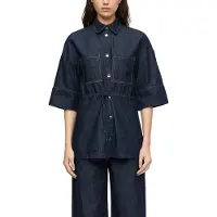 Comma Jeansbluse mit Bindegürtel