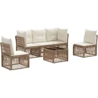 vidaXL Gartensofa-set 6 pcs Beige Poly-Rattan