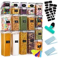 Unyqoos 20‑tlg. luftdichtes Vorratsdosen-Set – 4×2,8 l/4×2 l/4×1,4 l/4×0,8 l/4×0,5 l, transparent, Silikondichtung, 30 Etiketten & 5 Messlöffel