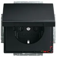 ABB BUSCH JAEGER Steckdose SCHUKO 20 EUK-885 Klappdeckel schwarz matt