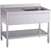 Kbs Spültisch 1200x700x850 mm mit Aufkantung 1 Becken rechts mit Grundboden