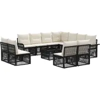 vidaXL Gartensofa-set 12 pcs Schwarz Poly-Rattan