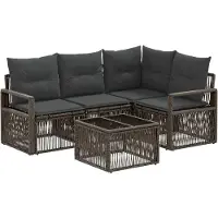 vidaXL Gartensofa-set 5 pcs Grau Poly-Rattan