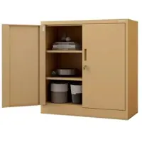 DELUKE JAN NOWAK Aktenschrank Abschließbar BEATA mit Flügeltüren 93 x 90 x 40 cm Beige
