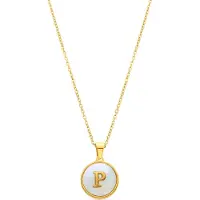 Luxenter -Halskette aus weißem Perlmutt in 18 Karat Gelbgold - Alphabet