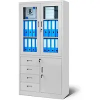 DELUKE JAN NOWAK Vitrinenschrank Abschließbar WIOLA mit Schubladen 185 x 90 x 40 cm Grau