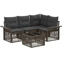vidaXL Gartensofa-set 5 pcs Grau Poly-Rattan
