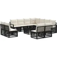 vidaXL Gartensofa-set 12 stk. Schwarz Poly-Rattan