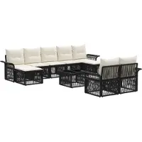 vidaXL Gartensofa-set 10 pcs Schwarz Poly-Rattan