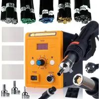 Rosfix Spachtelgerät Kunststoff 858D Heißluftstation – 700W Leistung | Temperatur 100-500°C | 3 Düsen, 500g Schweißmaterial, 3 Edelstahlgitter Set