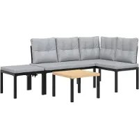 vidaXL Gartenbank-Set 4-tlg. Schwarz Pulverbeschichteter Stahl