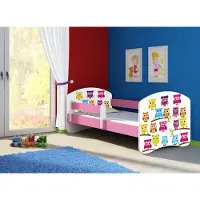 ACMA Jugendbett Kinderbett Junior-Bett Komplett-Set mit Matratze Lattenrost und Rausfallschutz Rosa 31 Eule 160x80