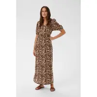 Kaffe Midikleid "Damen Kleid KAisolde", Damen, Gr. 42, N-Gr, beige (naturel leopard print), Obermaterial: 100% Viskose LENZING ECOVERO CV LenzEcov., Kleider Midikleid