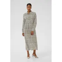 Kaffe Midikleid "Damen Kleid KAmiriam", Damen, Gr. 40, N-Gr, schwarz (schwarz oyster, turtledove animal), Obermaterial: 97% Viskose CV. 3% Elasthan EL., Kleider Midikleid