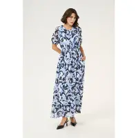 Kaffe Midikleid "Damen Kleid KAelina", Damen, Gr. 44, N-Gr, blau (blau flower print), Obermaterial: 100% Polyester PES., Kleider Midikleid