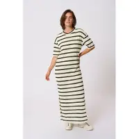 Kaffe Kleid Loose fit Turtledove / Black stripe black offwhite
