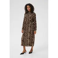 Kaffe Midikleid "Damen Kleid KAhannah", Damen, Gr. 38, N-Gr, beige (naturel leopard print), Obermaterial: 80% Viskose CV. 20% Polyamid PA., Kleider Midikleid