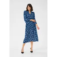 Kaffe Midikleid "Damen Kleid KAamber", Damen, Gr. 40, N-Gr, blau (midnight m., ebb, flow flower), Obermaterial: 100% Viskose LENZING ECOVERO CV LenzEcov., Kleider Midikleid