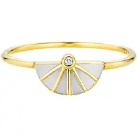 Cai Ring 925/- Sterling Silber Zirkonia weiß Bicolor Gelb