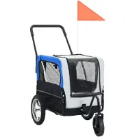 vidaXL BEI CLORIS 2-in-1 Fahrradanhänger für Hunde und Buggy Grau and Blau 2024 Neu5582100