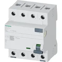 Siemens FI TYP A 63/4 100MA 4TE, Fehlerstromschutzschalter, Typ A, 10 A, IP20