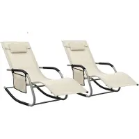 vidaXL Möbel Sonnenliegen 2 Stk. Textilene Creme und Grau - Gartenliegen 310510