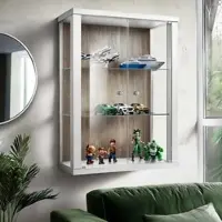 K-Möbel Hängevitrine Glas 80x60x25 cm Made in Germany mit 2 Höhenverstellbaren ESG Glasböden Weiß & Sonoma Eiche