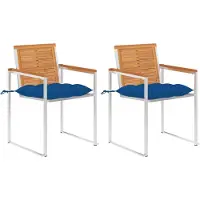 vidaXL Gartenstühle mit Kissen 2 Stk. Massivholz Akazie und Stahl