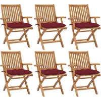 vidaXL Klappstühle mit Kissen, 6-teilig, Massivholz Teakholz