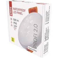 Emos LED Panel Einbauleuchte 6W, extra-flacher 500 lm runder Einbaustrahler, Neutralweiß 4000K, wasserdicht, weiß, rahmenlos, ZV1112