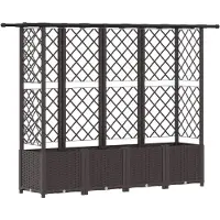 Syfax Hochbeet mit Rankgitter und Dach Braun 202 x 40 x 138 cm PP