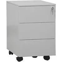 Gürkan Stahl-Rollcontainer mit 3 Schüben und Metallabdeckplatte grau, 40x62x60 cm