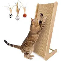 OEM Katzenkratzboard, 72cm hoch, L-förmig, Sisal, Wandmontage, Spielball