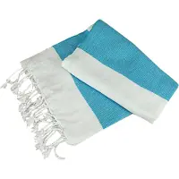 Artg - "Hamamzz Hamam Antalya" Handtuch, Mit Streifen (Weiß/Aquablau)