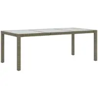 Furnicato Gartentisch Grau 190x90x75 Cm Hartglas Und Poly Rattan