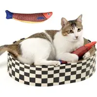 OEM Kartonnen ovale kattenkrabplank voor katten, loungebak voor katten om te spelen en te rusten