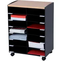 PaperFlow Rollwagen 9 Fächer grau / buche