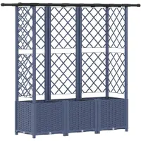 vidaXL Hochbeet mit Rankgitter und Dach Grau 163,5 x 40 x 136 cm PP