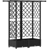 Syfax Hochbeet mit Rankgitter und Dach Schwarz 124 x 40 x 123 cm PP