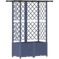 vidaXL Hochbeet mit Rankgitter und Dach Grau 124 x 40 x 136 cm PP